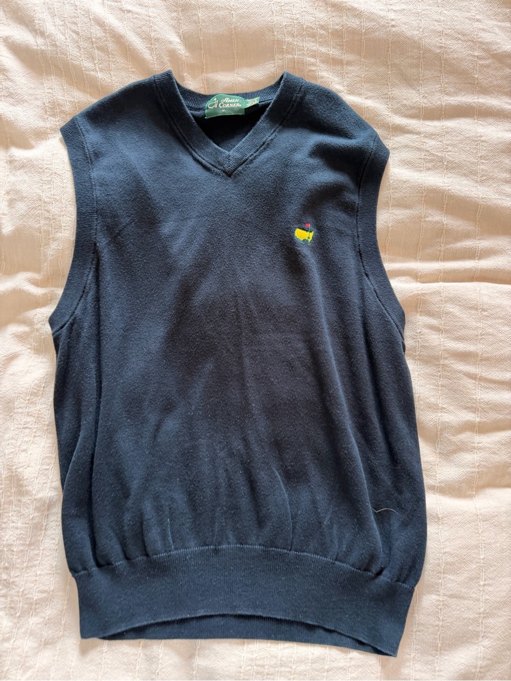 Masters Vintage Men's black V-Neck Sweater Vest Medium Pima Cotton
